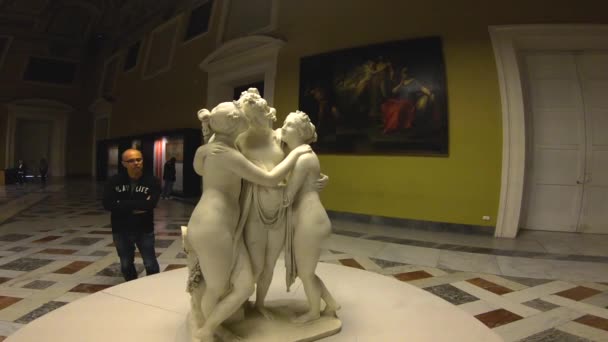 Olaszország Nápoly Május 2019 Régészeti Múzeum Látogatók Kiállítás Szobrok Antonio — Stock videók