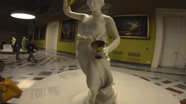 Włochy Neapol Maja 2019 Muzeum Archeologiczne Zwiedzający Wystawę Rzeźb Antonio — Wideo stockowe