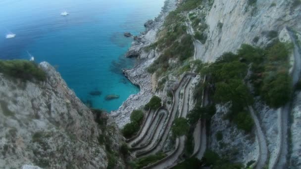 Itálie Capri Pohled Starou Silnici Která Vedla Malému Přístavišti — Stock video