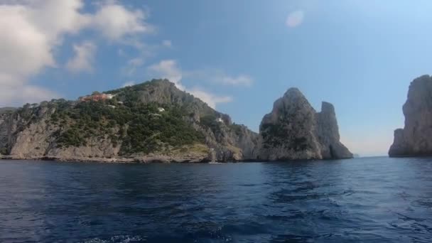 Itálie Capri Panoramatický Výhled Lodi Během Prohlídky Ostrova — Stock video