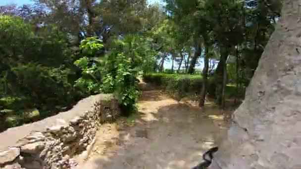 Italië Capri Hyperlapse Tuin Van Certosa Uitzicht Faraglioni — Stockvideo