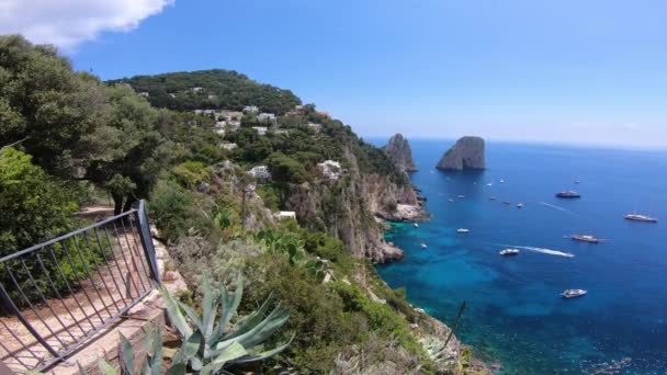 Itália Capri Vista Para Baía Faraglioni — Vídeo de Stock