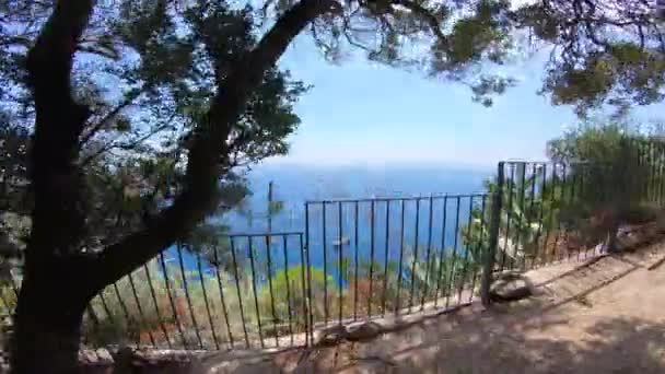 Italia Capri Hiperlapso Jardín Certosa Vista Los Faraglioni — Vídeos de Stock