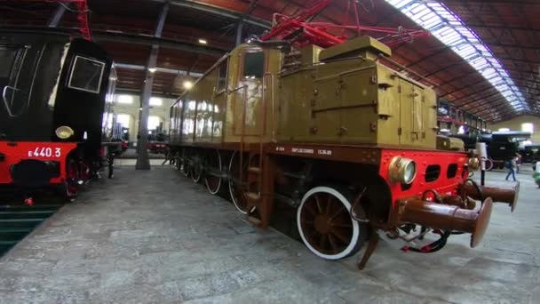 Італія Портімі Травня 2019 Музей Старовинних Поїздів Електровози — стокове відео