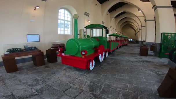 Italy Portici May 2019 Museum Ancient Trains Panoramic Train — Stock Video