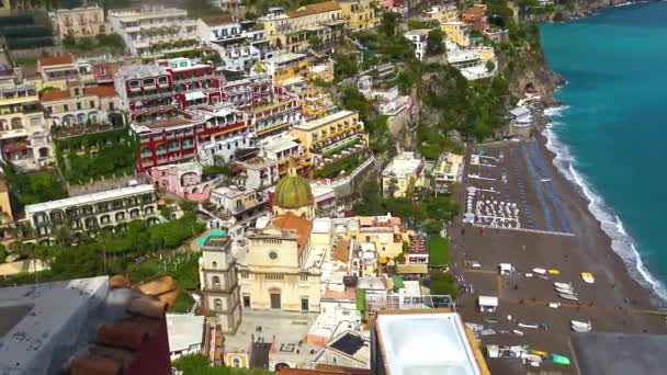 Italia Positano Veduta Delle Case Tipiche Della Spiaggia — Video Stock