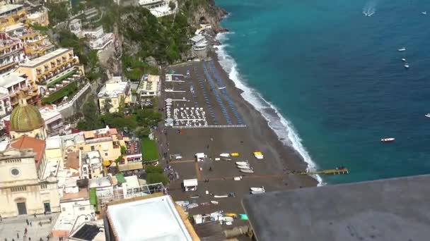 Itália Positano Vista Para Praia — Vídeo de Stock