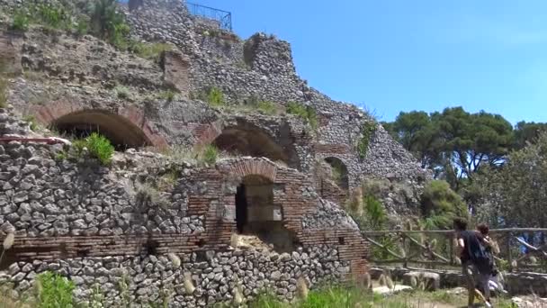 Talya Capri Antik Roma Kralı Tiberius Jovis Villasının Kalıntılarının Görünümü — Stok video