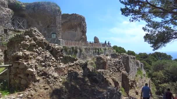 イタリア カプリ ティベリウスのヨビスヴィラの遺跡の眺め ローマの古代王 — ストック動画