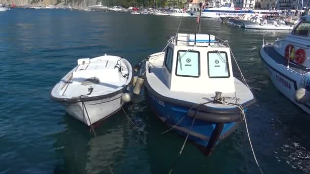 Italien Capri Blick Auf Boote Hafen — Stockvideo