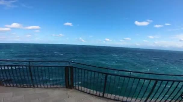 Italy Polignano Mare Hyper Lapse View Sea Typical Terrace Historic — Stock Video