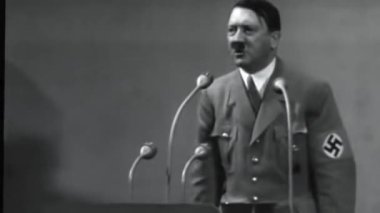Almanya, Essen 1938, Hitler 'in büyük savaş sırasında Alman ulusuna yaptığı konuşmanın tarihi görüntüleri.. 