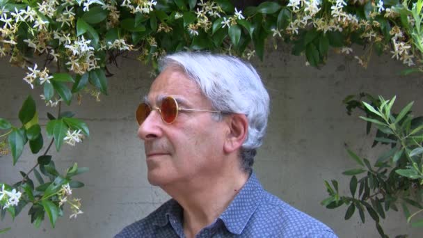 Close Italian European Man Posing Wearing Pair Sunglasses — Stock Video