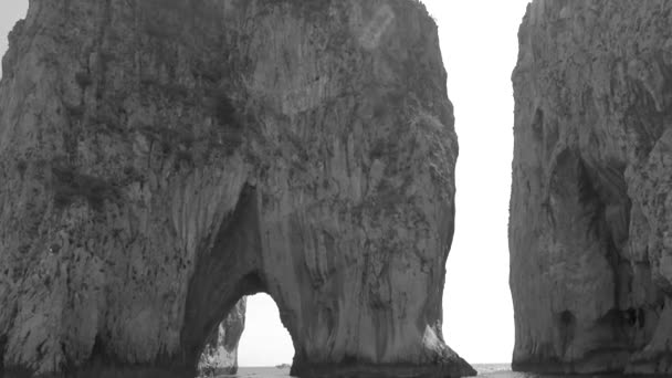 Italië Capri Uitzicht Prachtige Natuurlijke Plaatsen Video Eerst Zwart Wit — Stockvideo
