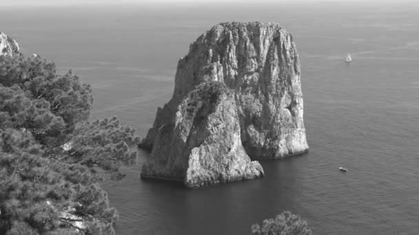 Włochy Capri Widok Piękne Naturalne Miejsca Wideo Najpierw Czerni Bieli — Wideo stockowe