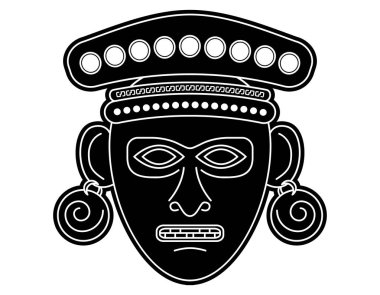 Prehispanic maske üzerinde yerli Kolombiya Hint sanat, dayalı illüstrasyon, tişörtleri, pullar ve çıkartmaları için ideal vektör