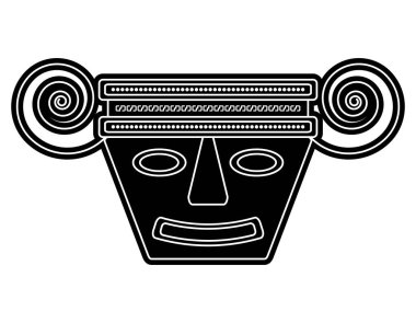Prehispanic maske üzerinde yerli Kolombiya Hint sanat, dayalı illüstrasyon, tişörtleri, pullar ve çıkartmaları için ideal vektör