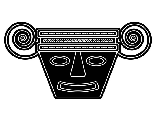 Prehispanic Maske Üzerinde Yerli Kolombiya Hint Sanat Dayalı Illüstrasyon Tişörtleri — Stok Vektör