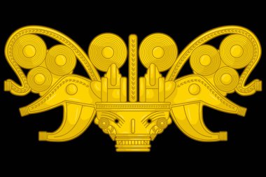Ancient Colombian golden heads of some pre hispanic native cultures,Vector Illustration Set in black background. clipart
