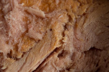 Taze portakal ve pembe ton balığına makro fotoğrafçılık