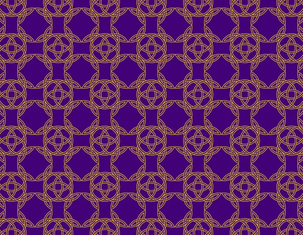 Patrón Repetición Nudos Geométricos Amarillos Conjunto Collage Con Violeta Fondo — Archivo Imágenes Vectoriales