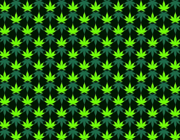 Yellow Marijuana Leaves Set Collage Black Diamond Pattern Background — Stock Vector