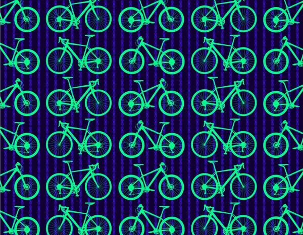 ルートと山自転車ベクトルセット背景に冷たい緑と青の色と自転車チェーンパターンとコラージュ — ストックベクタ