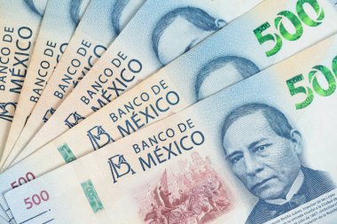 Altı güzel Meksika banknotuna yakın. finans kavramı