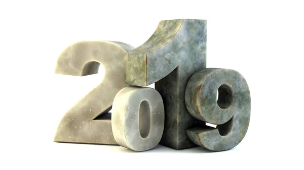 Nieuwjaar Marmeren Tekst 2019 Rendering — Stockfoto