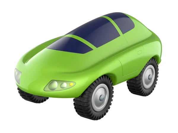 Cartoon Groene Speelgoedauto Geïsoleerd Een Witte Achtergrond Rendering — Stockfoto