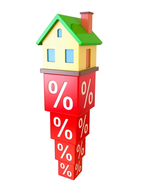 Abstract Miniature House Red Percentage Blocks Illustrazione — Foto Stock