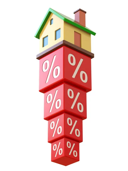 Abstract Miniature House Red Percentage Blocks Ilustração — Fotografia de Stock