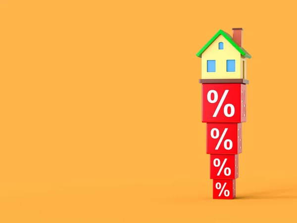Abstract Miniature House Red Percentage Blocks Illustrazione — Foto Stock