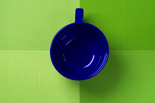 Green Kitchen Backdrop Empty Blue Cup — Stock Photo, Image