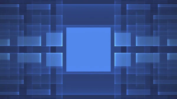 交差した四角形で抽象的な創造的な青いフラクタル技術背景 — ストック写真