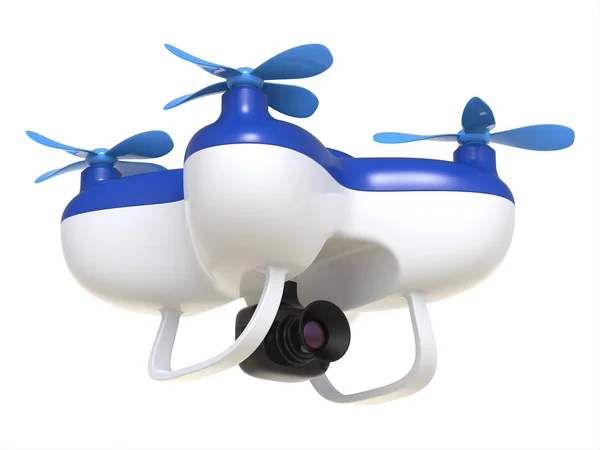 Abstrakta Leksak Quadcopter Drönare Med Kamera Isolerad Vit Bakgrund Rendering — Stockfoto