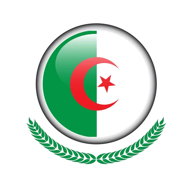 Przycisku Flaga Algierii Ikona Flagi Algierii Ilustracja Wektorowa Flaga Algierii — Wektor stockowy
