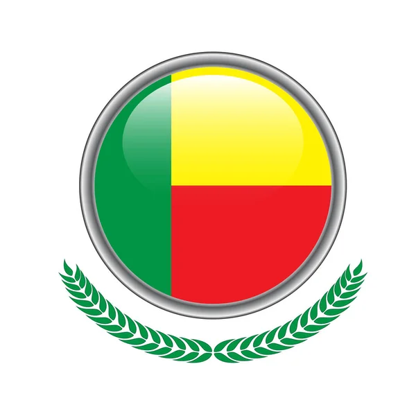 Przycisku Flaga Beninu Benin Ikonę Flagi Ilustracja Wektorowa Benin Flagi — Wektor stockowy