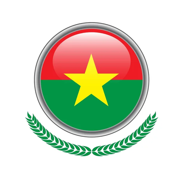 Burkina Przycisk Flagi Burkina Ikonę Flagi Ilustracja Wektorowa Burkina Flagi — Wektor stockowy