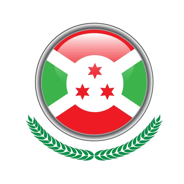 Botão Bandeira Burundi Ícone Bandeira Burundi Ilustração Vetorial Bandeira Burundi — Vetor de Stock
