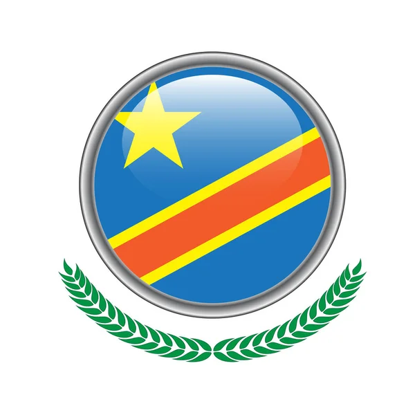 刚果国旗按钮 刚果国旗图标 刚果国旗在白色背景下的矢量图解 — 图库矢量图片
