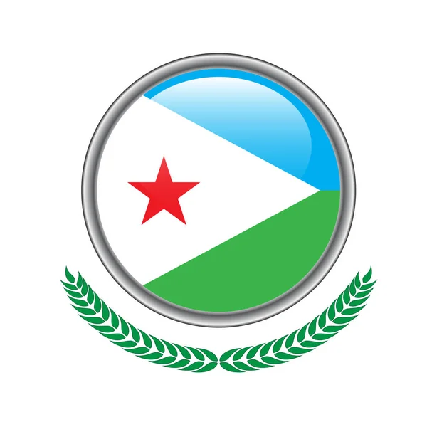Dżibuti Flaga Przycisk Dżibuti Flaga Ikona Ilustracja Wektorowa Dżibuti Flaga — Wektor stockowy