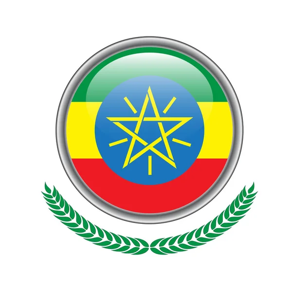 埃塞俄比亚国旗按钮 埃塞俄比亚国旗图标 埃塞俄比亚国旗的矢量例证在白色背景下 — 图库矢量图片