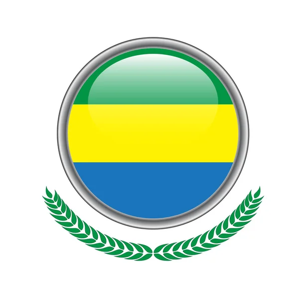 Knop Van Vlag Van Gabon Het Pictogram Van Vlag Van — Stockvector