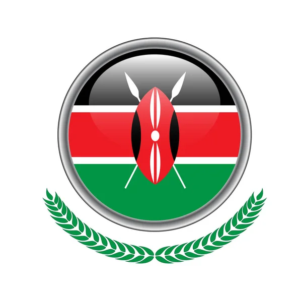 肯尼亚国旗按钮 肯尼亚国旗图标 在白色背景的肯尼亚国旗向量例证 — 图库矢量图片
