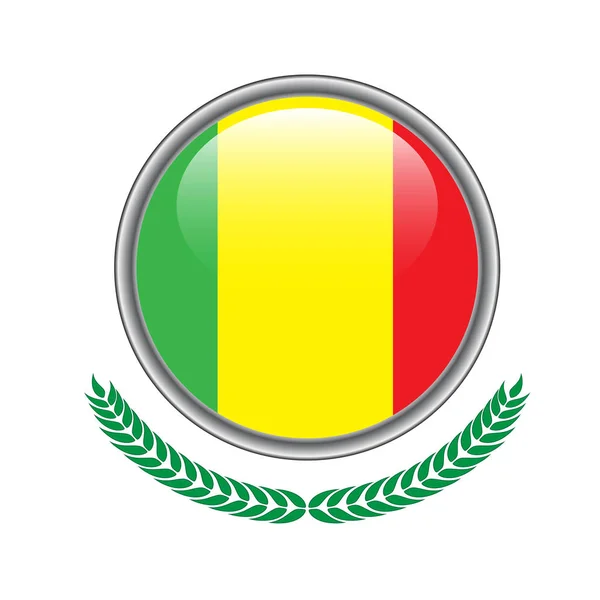Κουμπί Σημαία Του Μάλι Μάλι Εικονίδιο Σημαίας Vector Εικονογράφηση Του — Διανυσματικό Αρχείο
