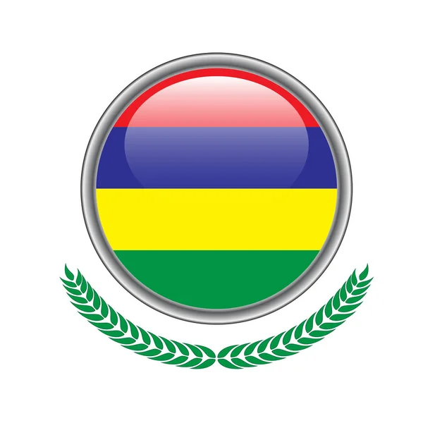 毛里求斯国旗按钮 毛里求斯国旗图标 在白色背景的毛里求斯国旗向量例证 — 图库矢量图片