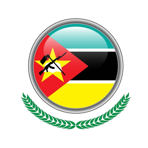莫桑比克国旗按钮 莫桑比克国旗图标 在白色背景的莫桑比克国旗例证向量 — 图库矢量图片