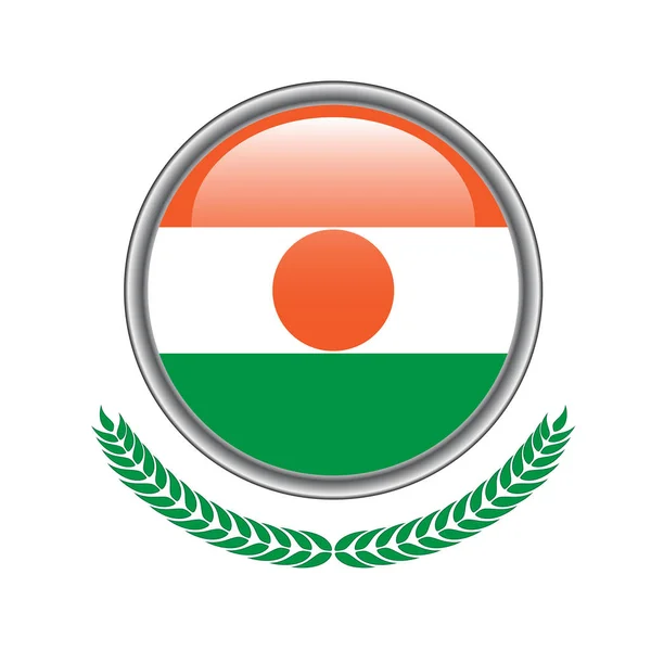 Botão Bandeira Niger Ícone Bandeira Niger Ilustração Vetorial Bandeira Niger — Vetor de Stock