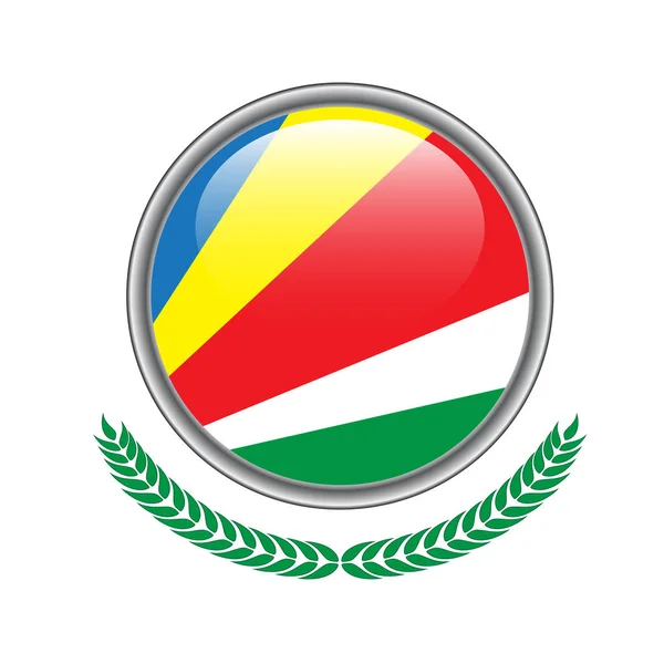 塞舌尔国旗按钮 塞舌尔标志图标 在白色背景的塞舌尔国旗向量例证 — 图库矢量图片